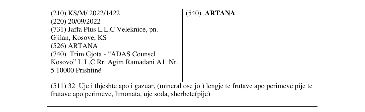 Zëri i markës ARTANA në buletin
