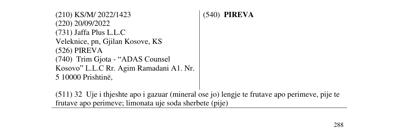 Zëri i markës PIREVA në buletin