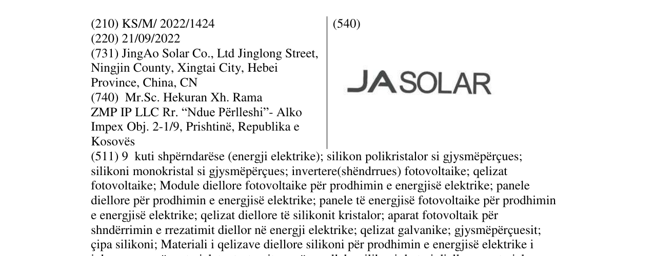 Zëri i markës JASOLAR në buletin