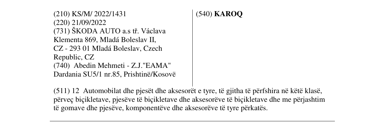 Zëri i markës KAROQ në buletin