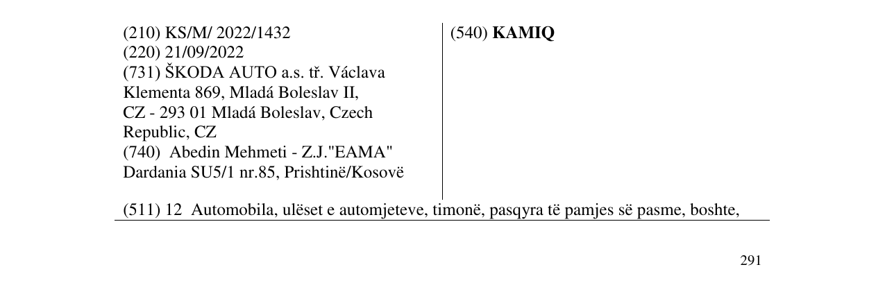 Zëri i markës KAMIQ në buletin