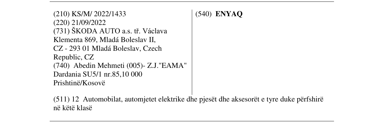 Zëri i markës ENYAQ në buletin