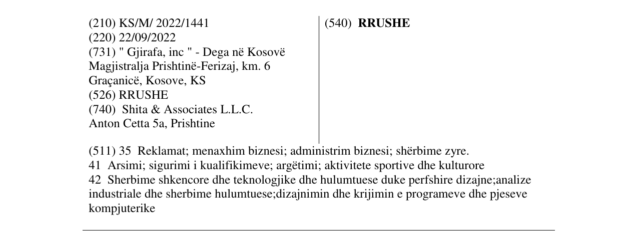 Zëri i markës RRUSHE në buletin