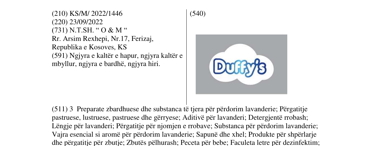 Zëri i markës Duffy s në buletin
