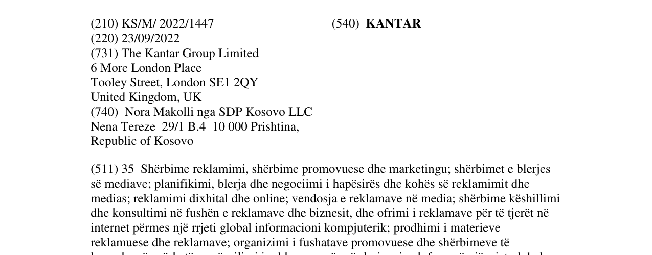 Zëri i markës KANTAR në buletin