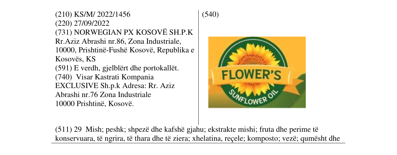 Zëri i markës FLOWER'S në buletin