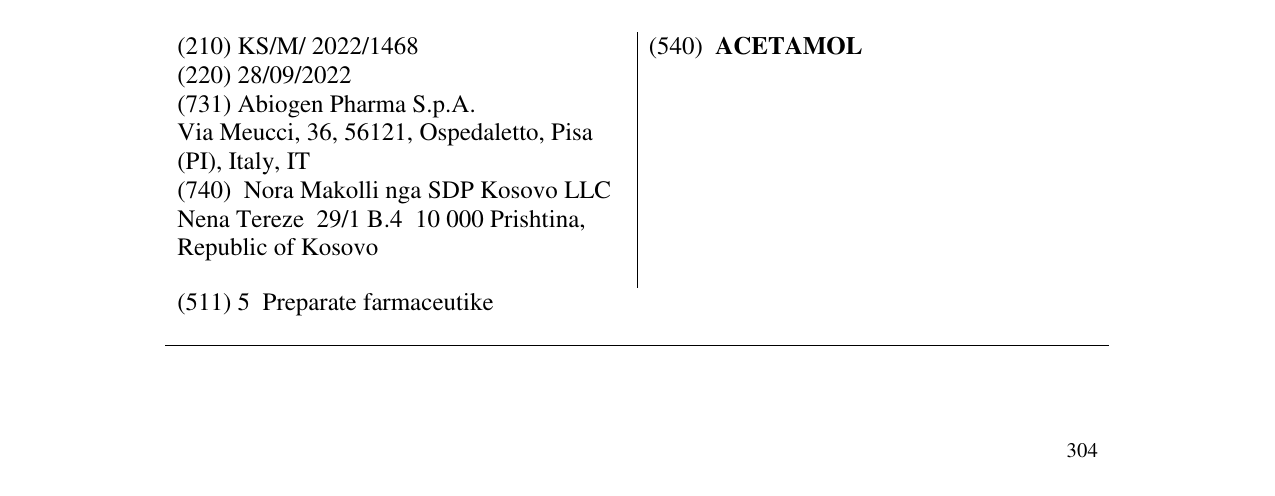 Zëri i markës ACETAMOL në buletin