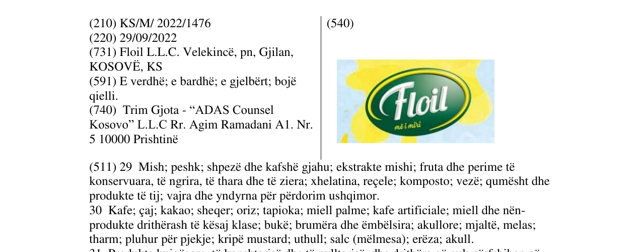 Zëri i markës floil në buletin