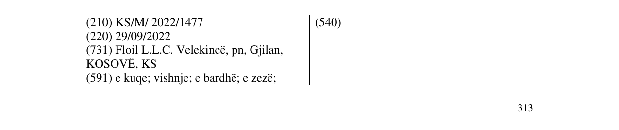 Zëri i markës cola fluidi në buletin