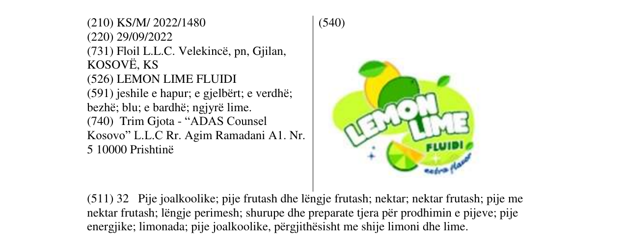 Zëri i markës LEMON LIME në buletin