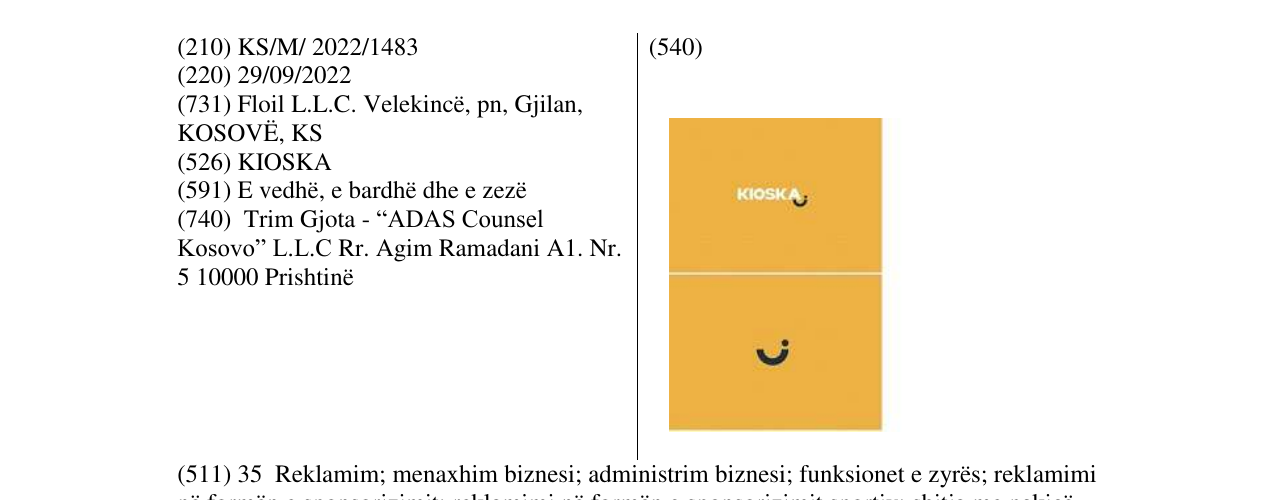 Zëri i markës KIOSKA në buletin