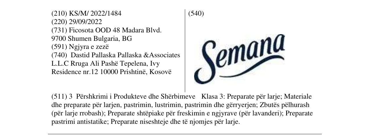 Zëri i markës SEMANA në buletin