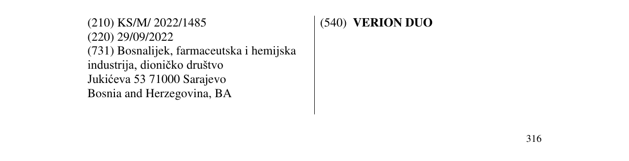 Zëri i markës VERION DUO në buletin