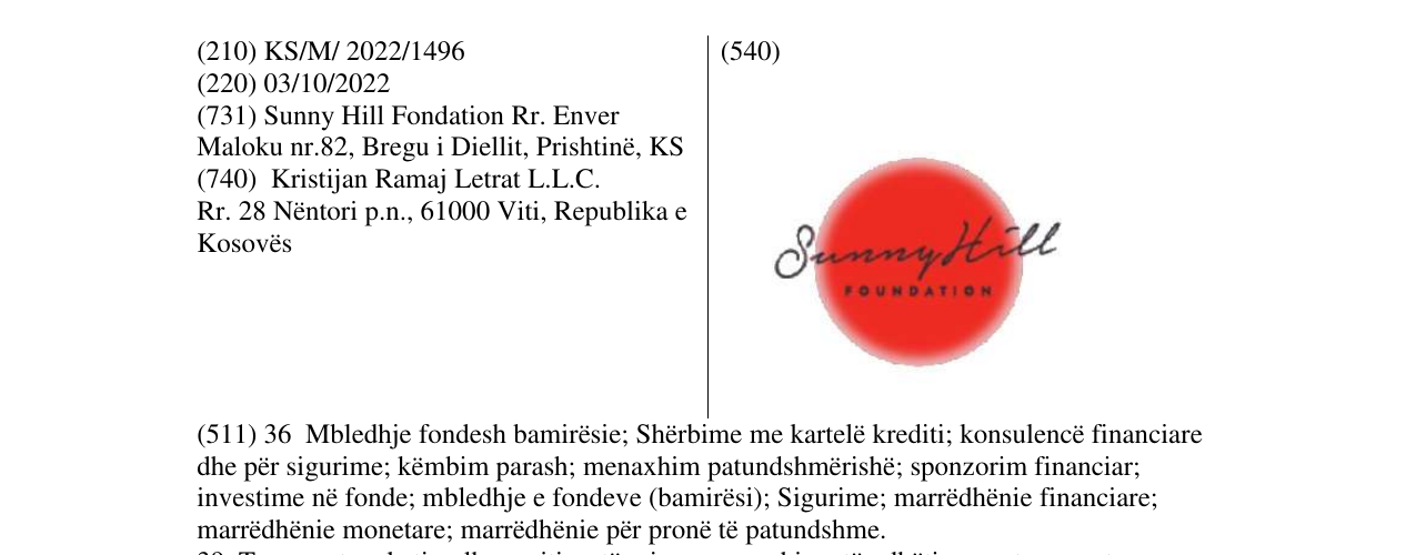 Zëri i markës SUNNY HILL FOUNDATION në buletin
