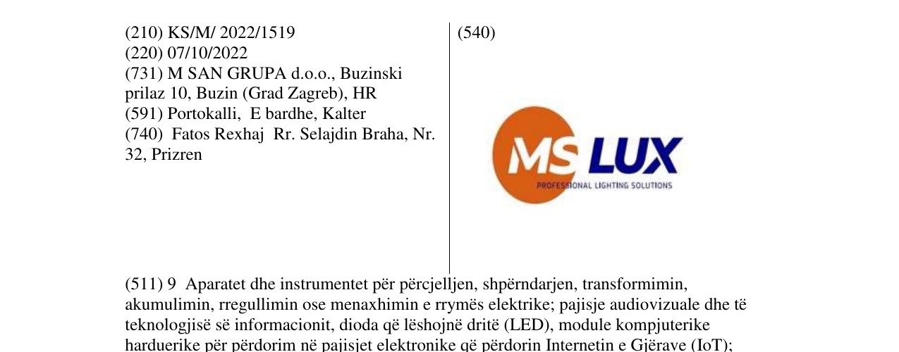 Zëri i markës MS LUX në buletin