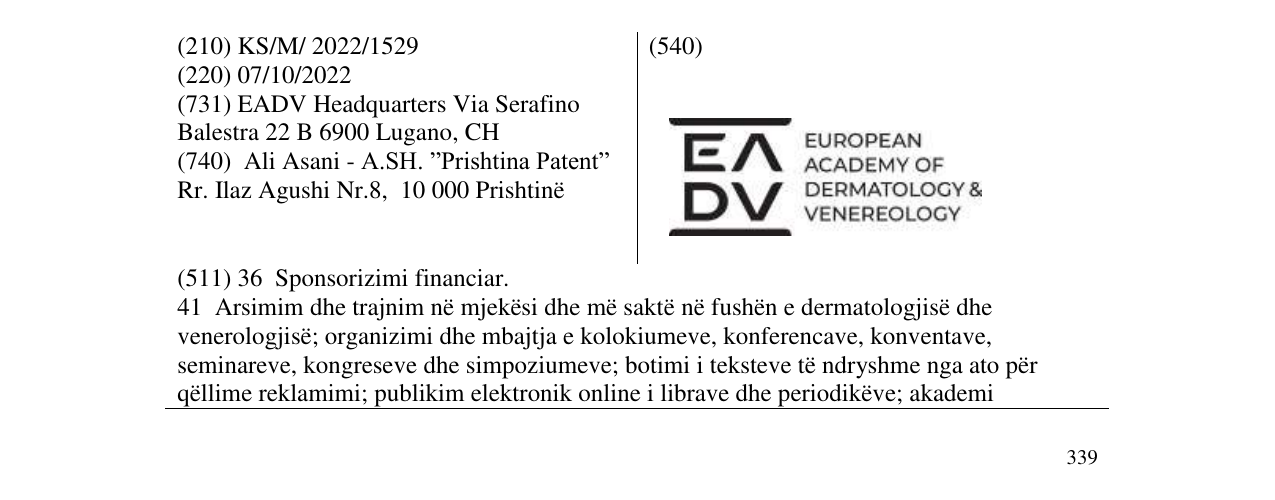Zëri i markës EUROPEAN ACADEMY OF DERMATOLOGY & VENEROLOGY në buletin