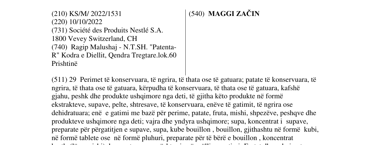 Zëri i markës MAGGI ZAČIN në buletin