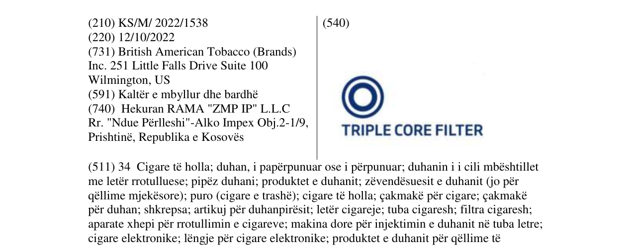 Zëri i markës TRIPLE CORE FITLER në buletin