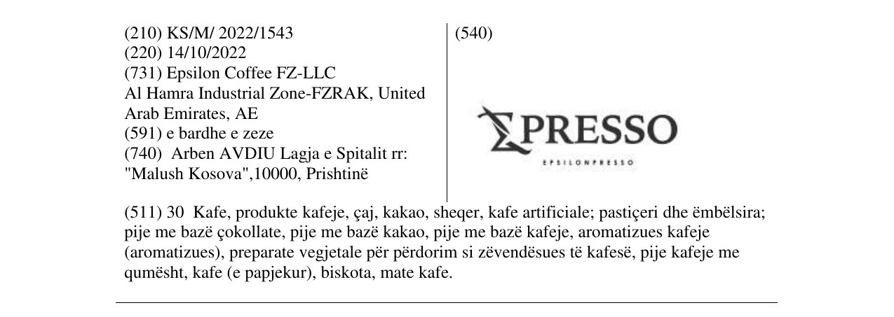 Zëri i markës Epresso epsilonpresso në buletin