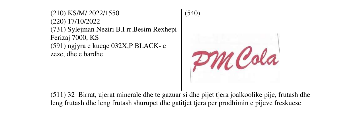 Zëri i markës pm cola në buletin