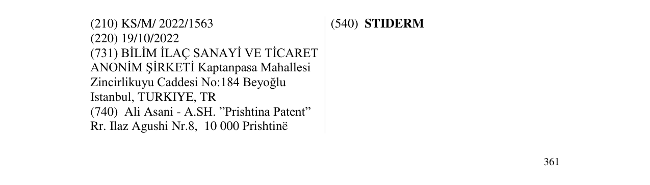 Zëri i markës STIDERM në buletin