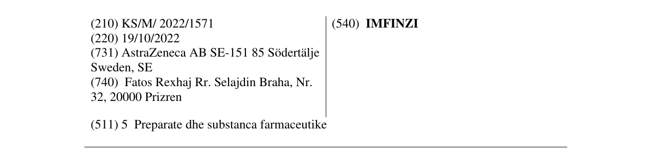 Zëri i markës IMFINZI në buletin
