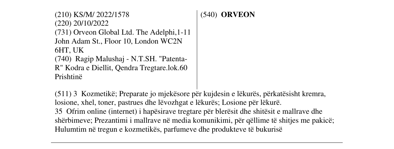Zëri i markës ORVEON në buletin