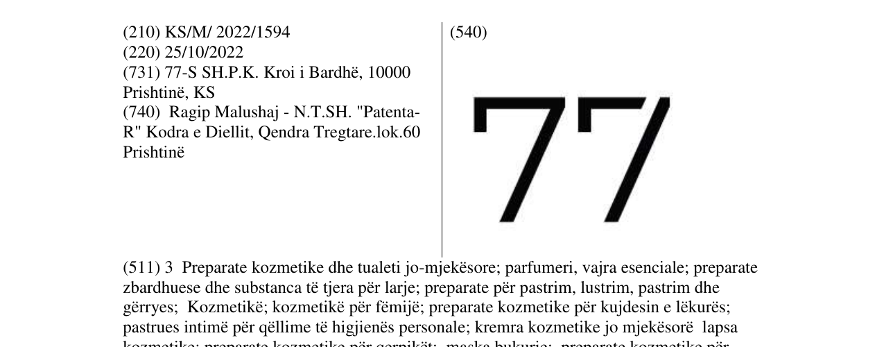 Zëri i markës 77 në buletin