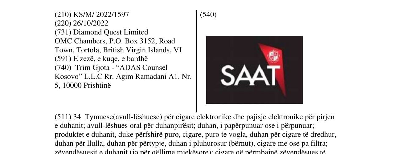 Zëri i markës SAAT në buletin