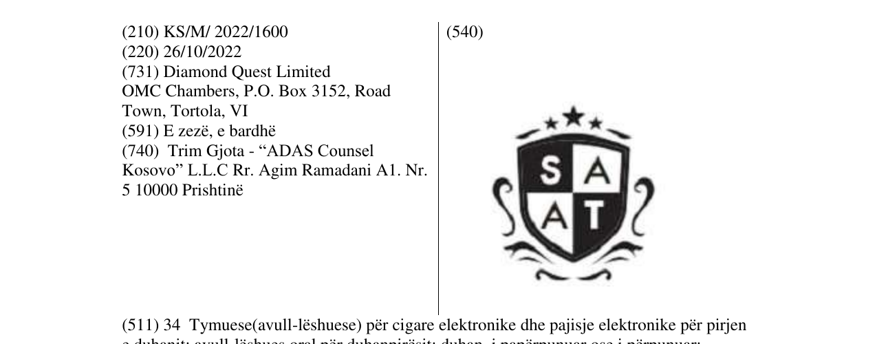 Zëri i markës SAAT në buletin