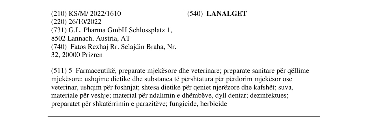 Zëri i markës LANALGET në buletin