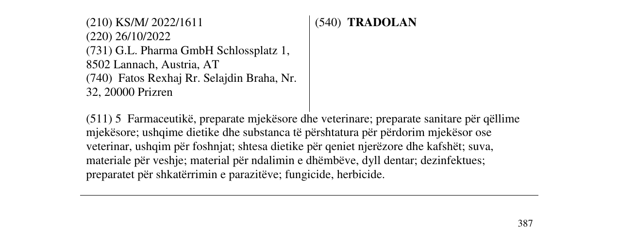 Zëri i markës TRADOLAN në buletin