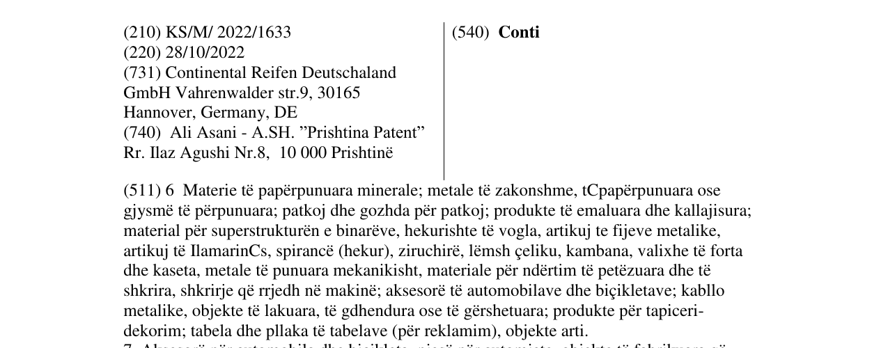 Zëri i markës Conti në buletin