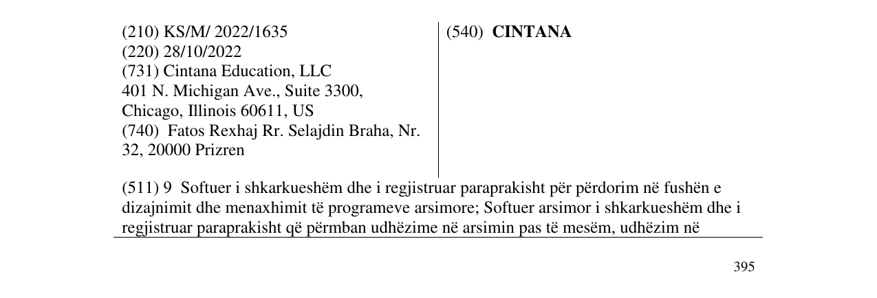 Zëri i markës CINTANA në buletin