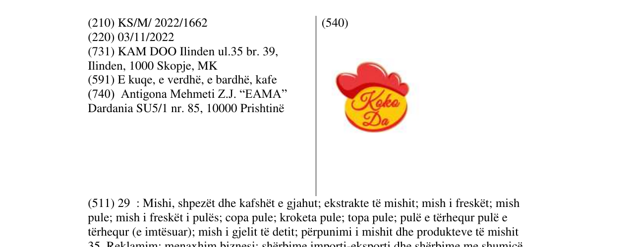 Zëri i markës koka da në buletin