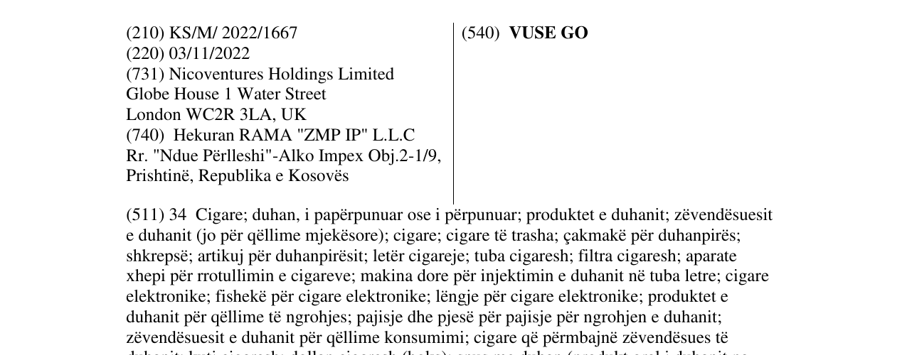 Zëri i markës VUSE GO në buletin