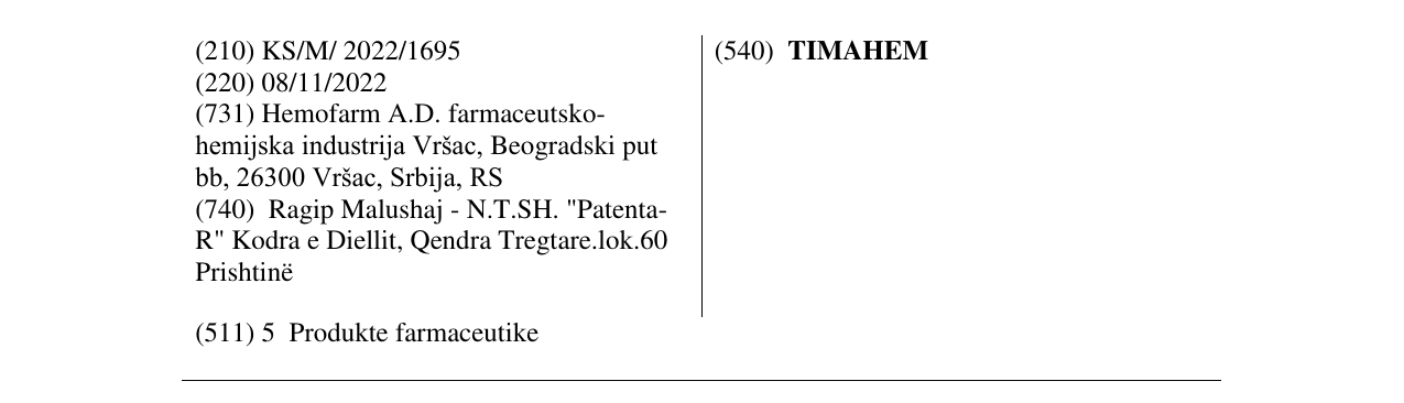Zëri i markës TIMAHEM në buletin
