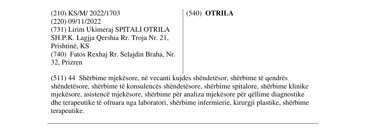 Zëri i markës OTRILA në buletin