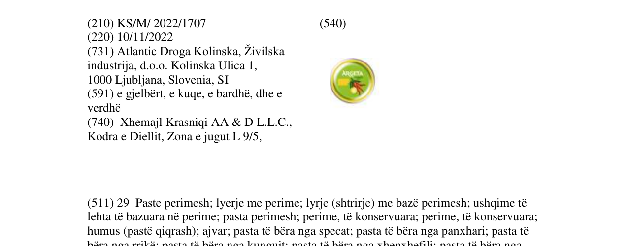 Zëri i markës argeta në buletin