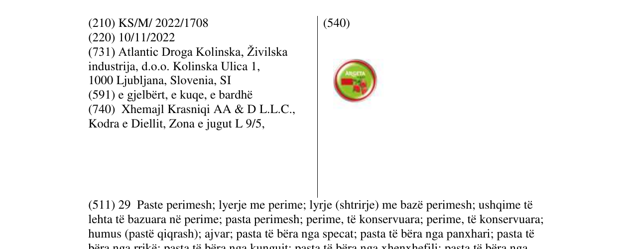 Zëri i markës argeta në buletin