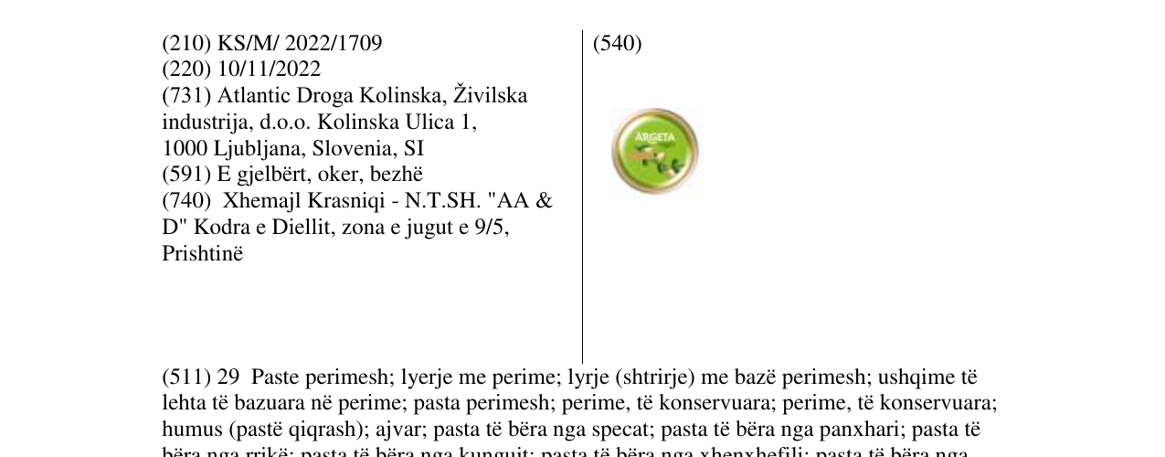 Zëri i markës ARGETA veggie në buletin