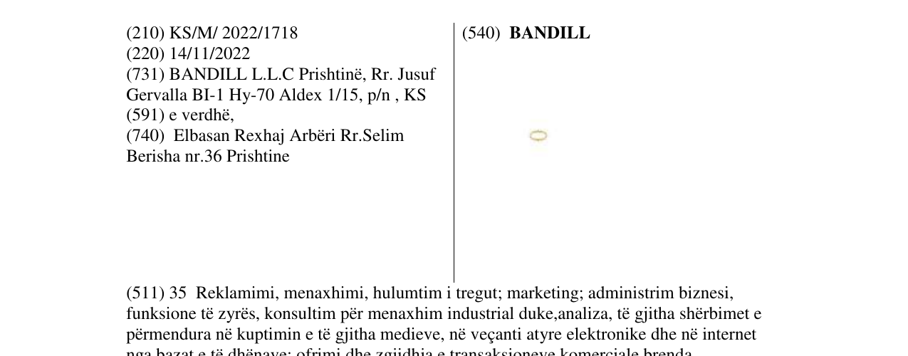 Zëri i markës BANDILL në buletin