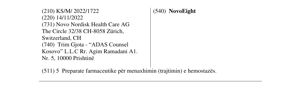 Zëri i markës NovoEight në buletin