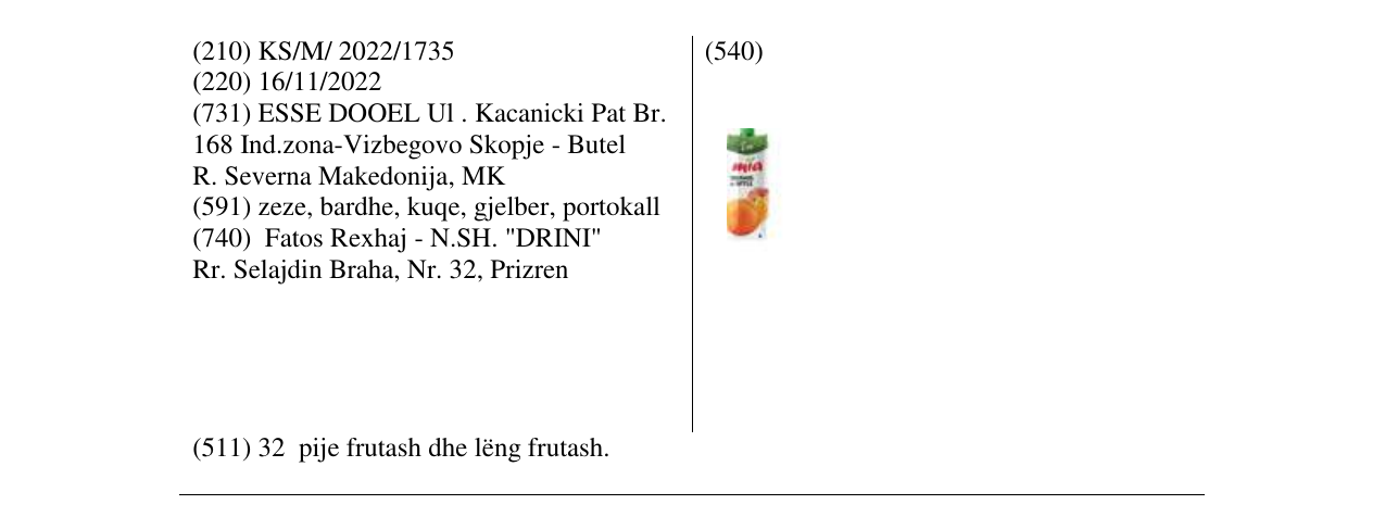 Zëri i markës mia orange apple në buletin