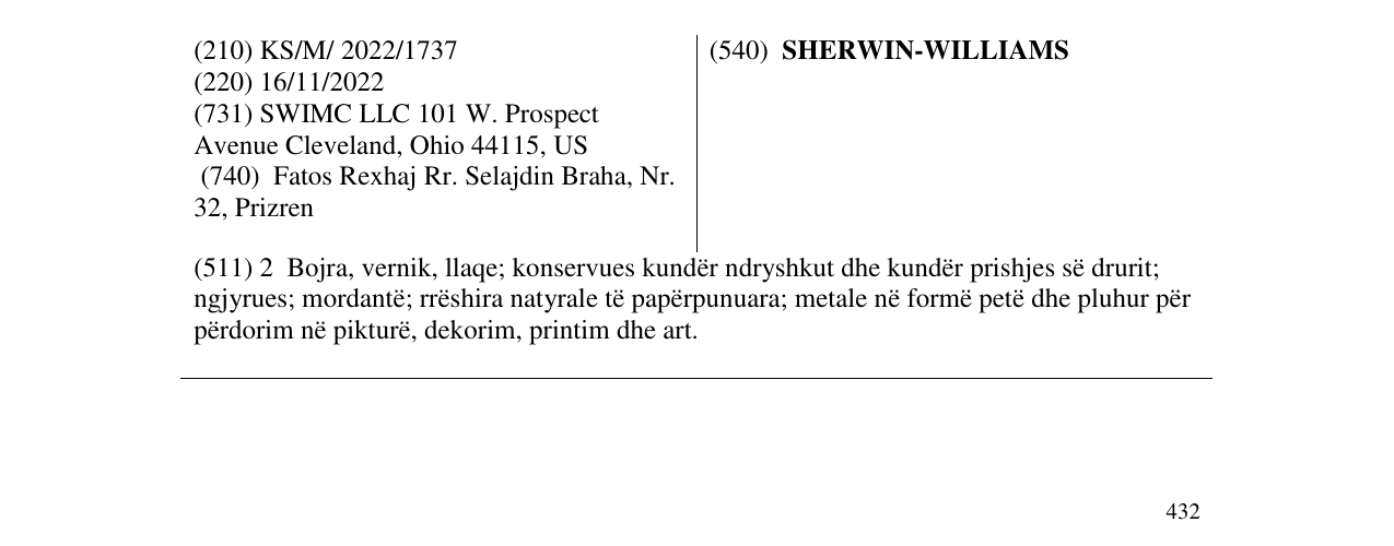 Zëri i markës SHERWIN-WILLIAMS në buletin