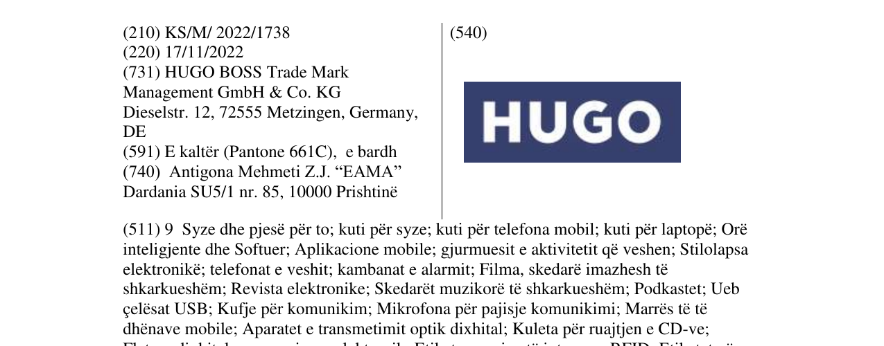 Zëri i markës hugo në buletin