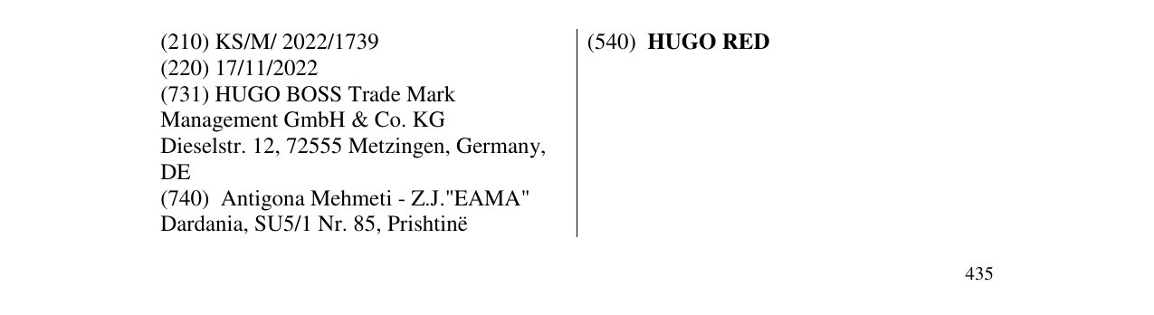 Zëri i markës HUGO RED në buletin