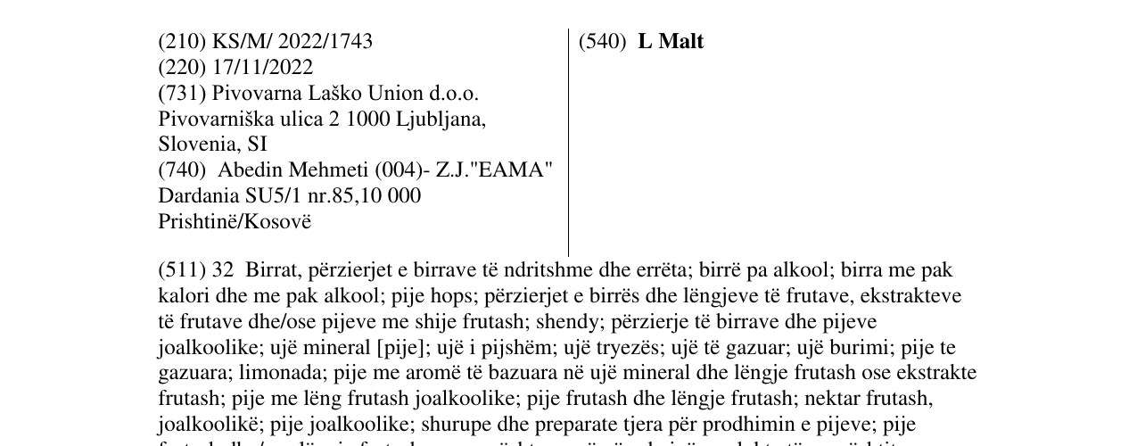 Zëri i markës L Malt në buletin