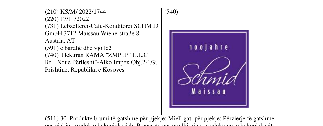 Zëri i markës Schmid në buletin