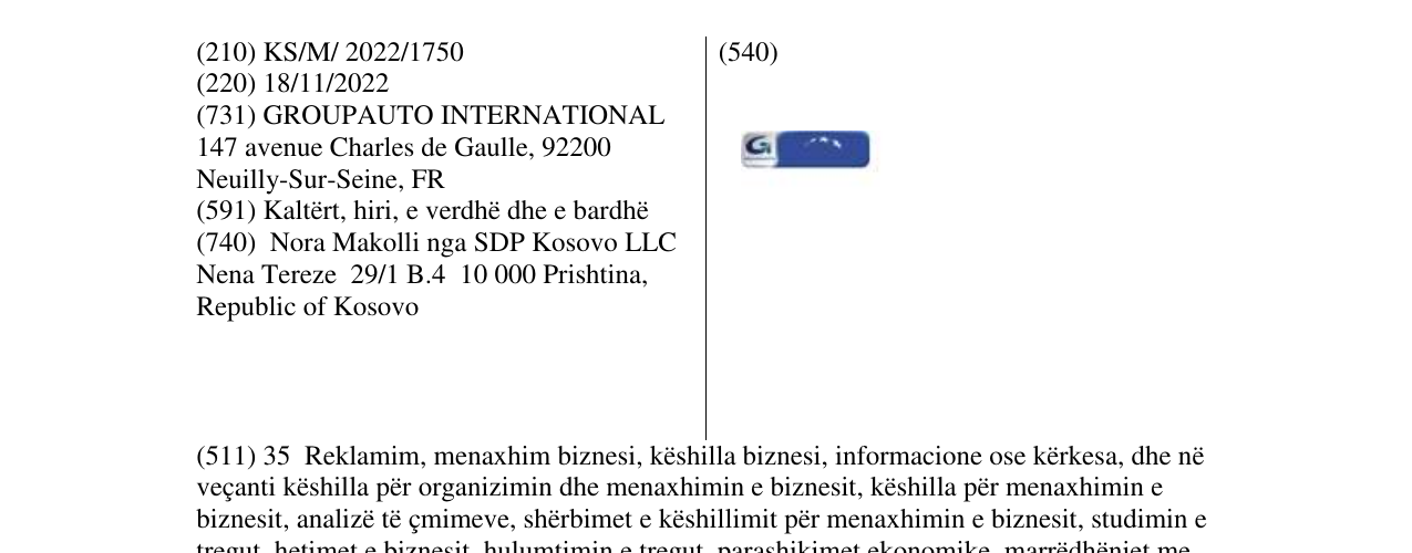 Zëri i markës Groupauto në buletin